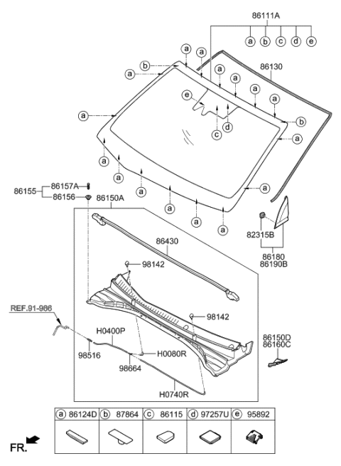 2020 Hyundai Ioniq Electric Windshield Glass Diagram