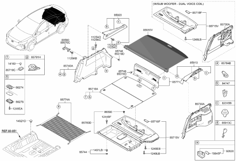 2020 Hyundai Ioniq Tray Assembly-Luggage FLR Under Diagram for 85755-G7600-T9Y