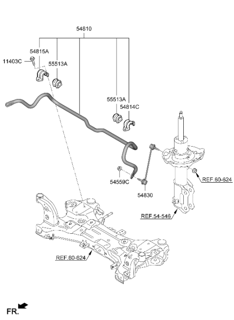 2022 Hyundai Genesis GV70 Bar Assembly-FR STABILIZER Diagram for 54810-G7050