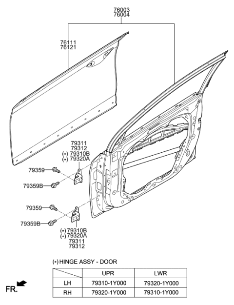 2020 Hyundai Ioniq Hinge Assembly-Front Door Upper,RH Diagram for 79320-1Y000