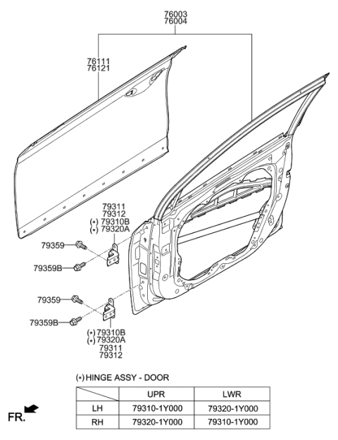 2020 Hyundai Ioniq Hinge Assembly-Front Door Upper,LH Diagram for 79310-1Y000