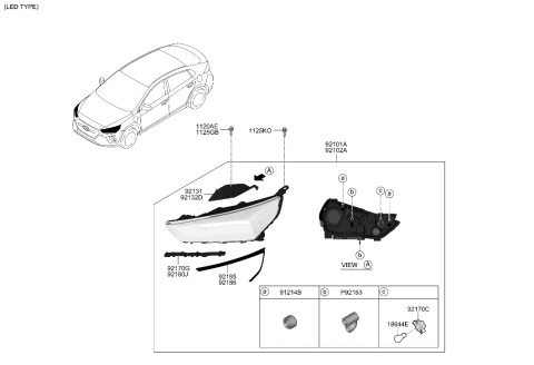 2021 Hyundai Ioniq Strip-HEADLAMP,RH Diagram for 92182-G2000