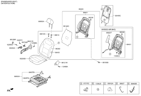 2020 Hyundai Ioniq Back Assembly-FR Seat,RH Diagram for 88400-G7065-WSC