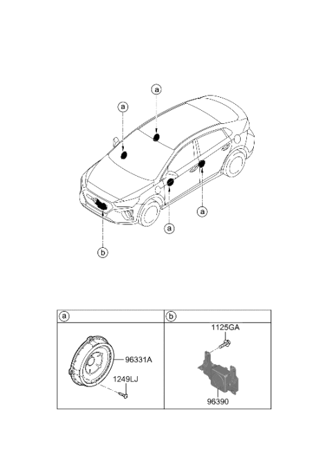 2020 Hyundai Ioniq Control Unit Assembly-VESS Diagram for 96390-G7970