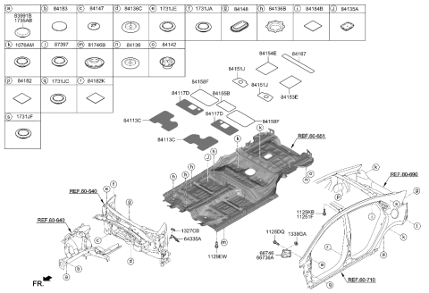 2021 Hyundai Ioniq Pad-Antivibration Rear Floor Rear,LH Diagram for 84159-G7000