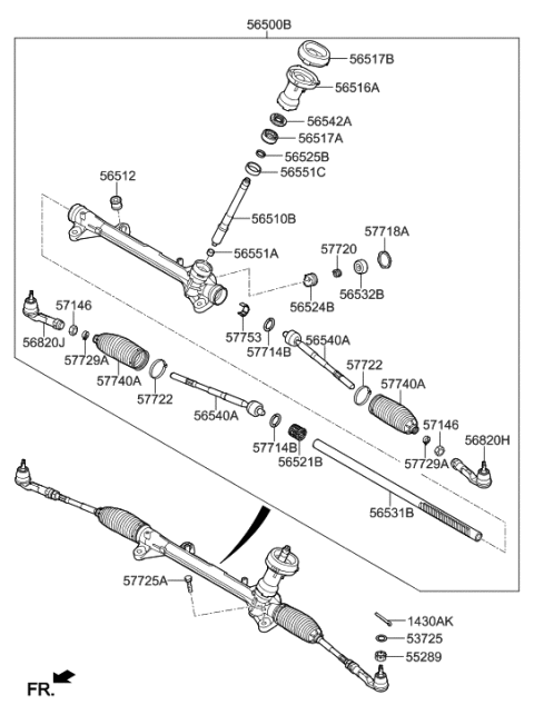 2022 Hyundai Genesis GV70 Rack-Steering Gear Box Diagram for 56531-G7000
