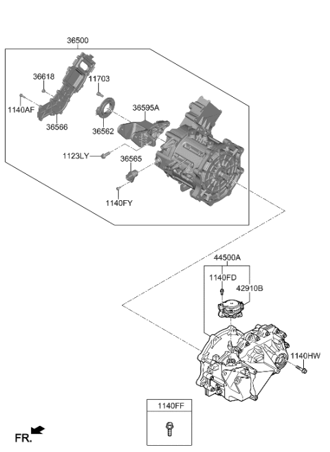 2020 Hyundai Ioniq Traction Motor & Gdu Assy Diagram 1