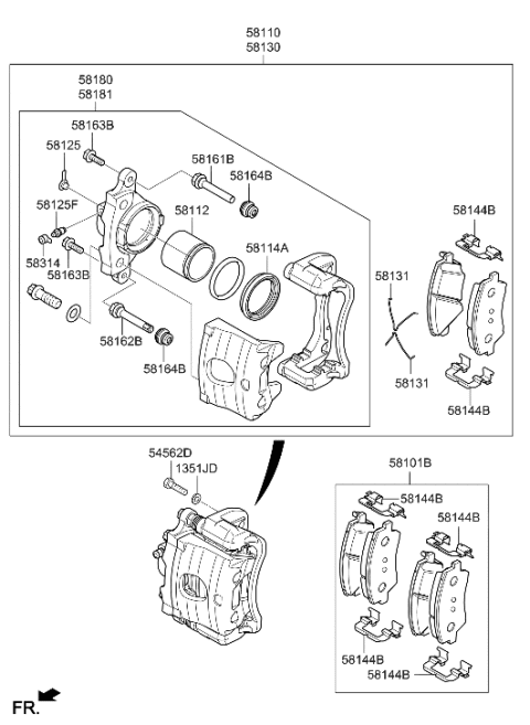 2021 Hyundai Ioniq Electric Front Wheel Brake Diagram