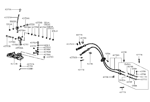 2008 Hyundai Santa Fe Knob-GEARSHIFT Lever Diagram for 43711-27151
