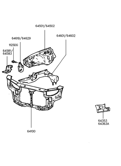 2007 Hyundai Santa Fe Panel Complete-Radiator Support Diagram for 64100-27010