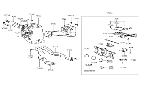1997 Hyundai Tiburon Heater Control Assembly Diagram for 97250-27056