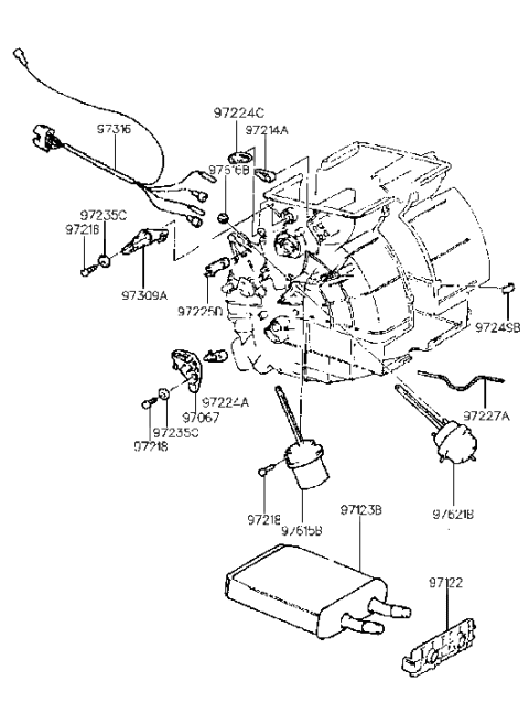 1998 Hyundai Tiburon Lever-Temperature Door Diagram for 97217-27000