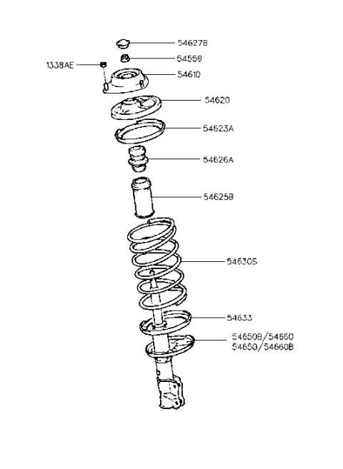 1997 Hyundai Tiburon Front Spring & Strut Diagram