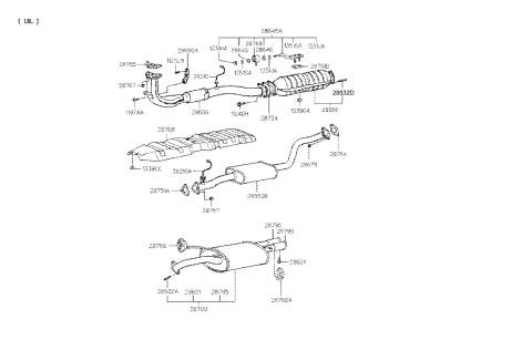 2001 Hyundai Tiburon Old Body Style Muffler & Exhaust Pipe Diagram 1