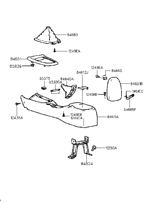 2009 Hyundai Santa Fe Console-Floor Diagram for 84611-27000-LK