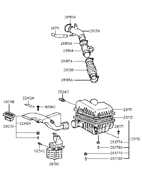 2009 Hyundai Santa Fe Sensor Assembly-Air Flow Diagram for 28164-23200