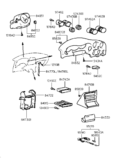 2001 Hyundai Tiburon Crash Pad Lower Diagram