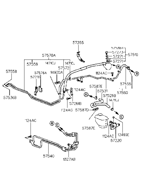 1996 Hyundai Tiburon Tube Assembly-Oil Cooler Diagram for 57540-27000