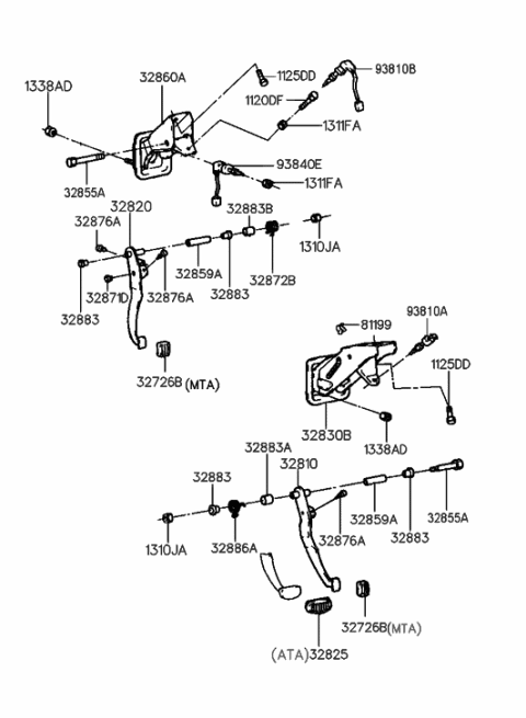 2001 Hyundai Tiburon Member-Pedal Support Diagram for 32830-27000