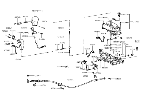 2001 Hyundai Tiburon Shift Lever Control (ATM) Diagram