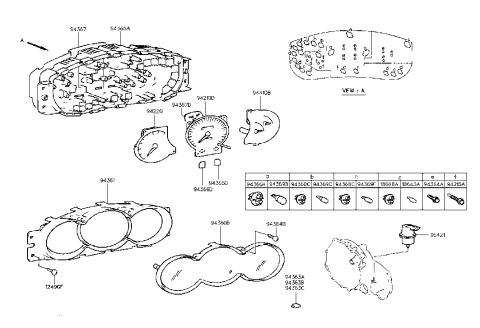 1997 Hyundai Tiburon Tachometer Assembly Diagram for 94220-27200