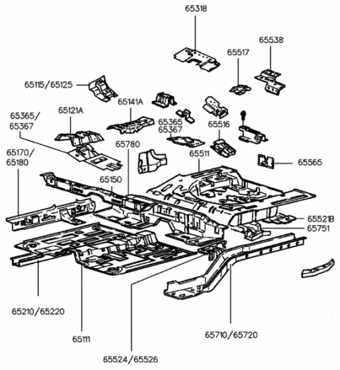 2001 Hyundai Tiburon Old Body Style Floor Panel Diagram