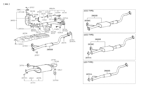 2000 Hyundai Tiburon Muffler & Exhaust Pipe Diagram 2