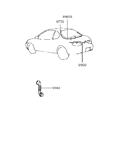 1997 Hyundai Tiburon Grommet-Tail Gate Diagram for 91950-27000