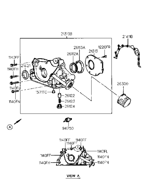 2001 Hyundai Tiburon Old Body Style Front Case (Beta) Diagram
