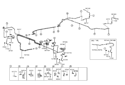 2001 Hyundai Tiburon Old Body Style Brake Fluid Lines(-ABS) Diagram 1