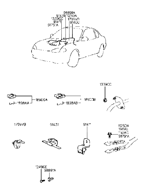 1997 Hyundai Tiburon Wiring Assembly-Engine Control Module Diagram for 91400-27510