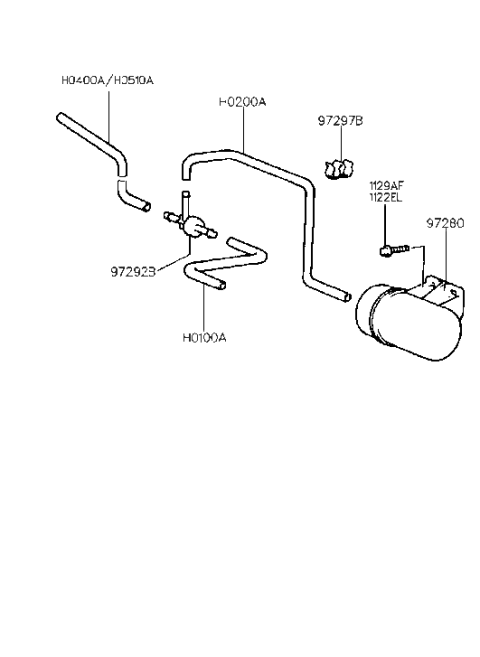 2001 Hyundai Tiburon Old Body Style Heater System-Vacuum Hose Diagram