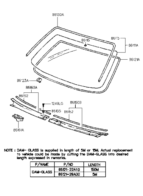 2007 Hyundai Santa Fe Windshield Glass Assembly Diagram for 86110-27600