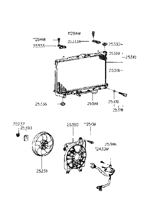 1999 Hyundai Tiburon Radiator Hose & Reservoir Tank Diagram 2