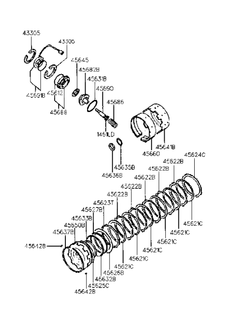 2001 Hyundai Tiburon Old Body Style Transaxle Brake-Auto Diagram