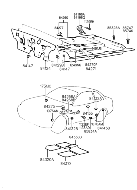 1998 Hyundai Tiburon Plug & Carpet Diagram