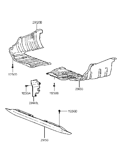 2001 Hyundai Tiburon Old Body Style Mud Gaurd Diagram