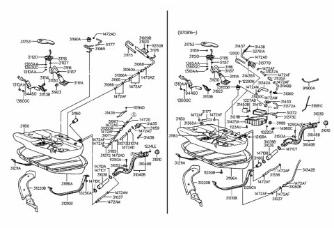 1997 Hyundai Tiburon Neck Assembly-Fuel Filler Diagram for 31040-27980