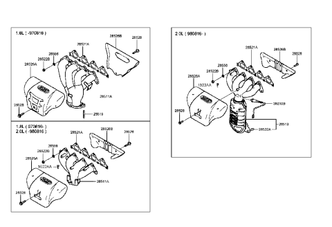 1996 Hyundai Tiburon Exhaust Manifold (Beta Engine) Diagram