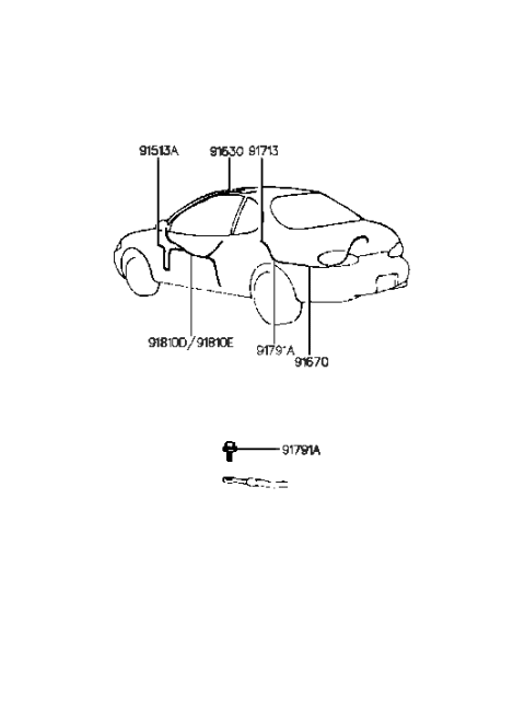1999 Hyundai Tiburon Wiring Assembly-Front Door(Driver) Diagram for 91610-27140