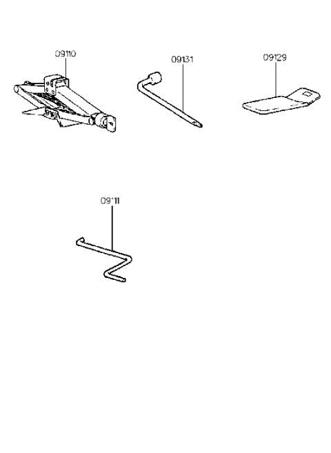 1996 Hyundai Tiburon Jack Assembly Diagram for 09110-22100