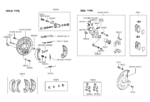 1998 Hyundai Tiburon Rear Wheel Brake Diagram