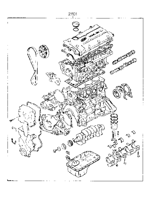 2001 Hyundai Tiburon Old Body Style Sub Engine Assy (Beta) Diagram