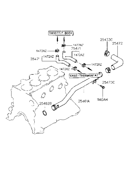 1998 Hyundai Tiburon Coolant Hose & Pipe (Beta Engine) Diagram