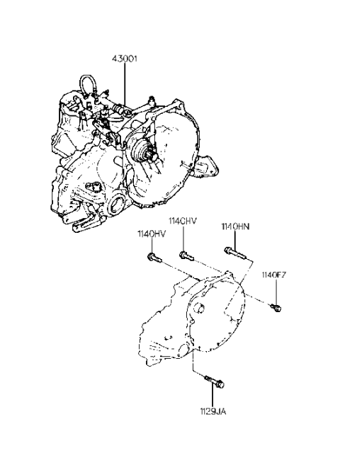 1997 Hyundai Tiburon Transmission Assembly-Manual Diagram for 43000-28061