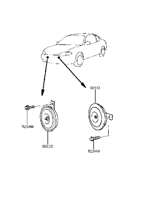 2009 Hyundai Santa Fe Horn Assembly-Low Pitch Diagram for 96610-29000