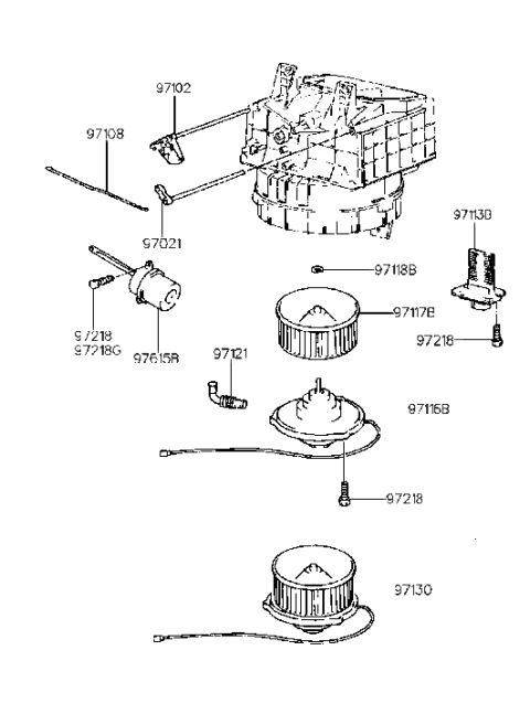 2001 Hyundai Tiburon Fan-Heater Blower Diagram for 97117-29000