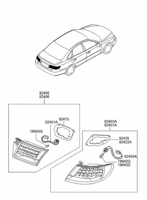 2006 Hyundai Azera Produced After OCT.31.2006 Rear Combination Lamp Diagram