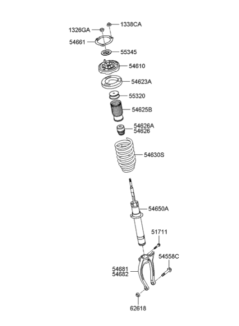 2006 Hyundai Azera Strut Assembly Diagram for 54611-3L041