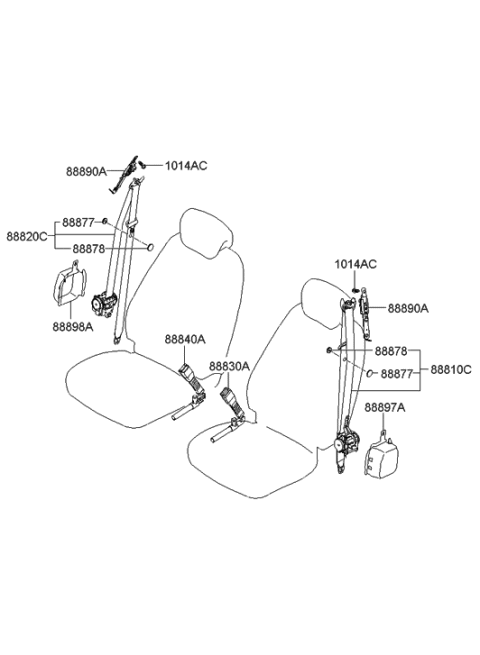 2006 Hyundai Azera Produced After OCT.31.2006 Front Seat Belt Diagram